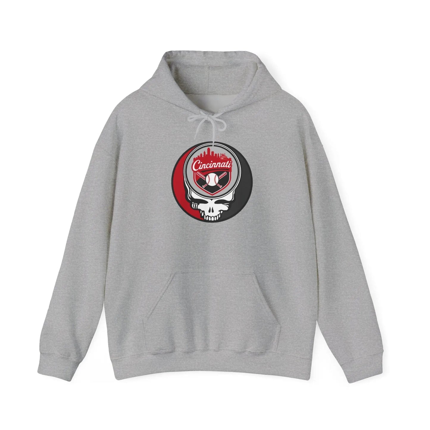 Grateful Dead Unisex Heavy Blend Hoodie Steal Your Face Artwork The Ballpark Collection Cincinnati Baseball Edition