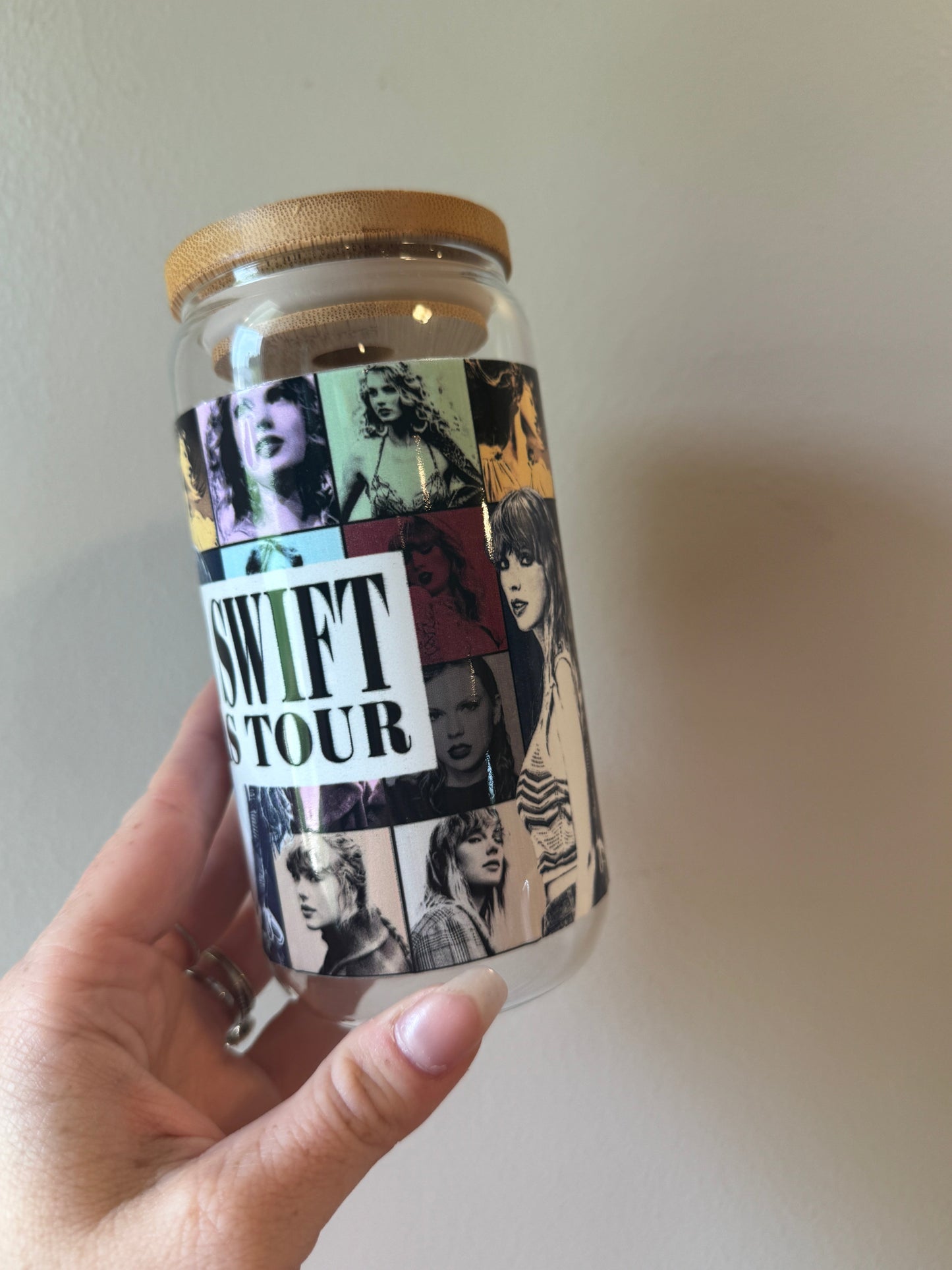 Taylor Swift Collage Bold Glass Cup Sawdust and Cedar