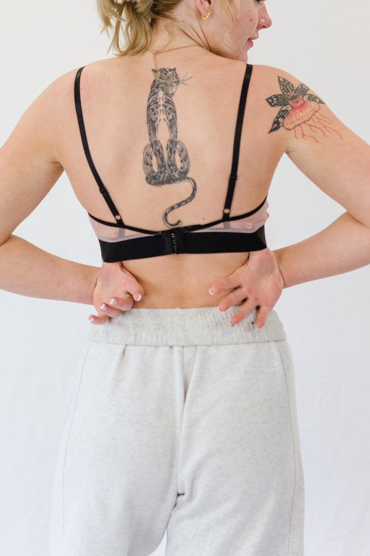 Dusty Blush Mesh Scoop-Neck Bra