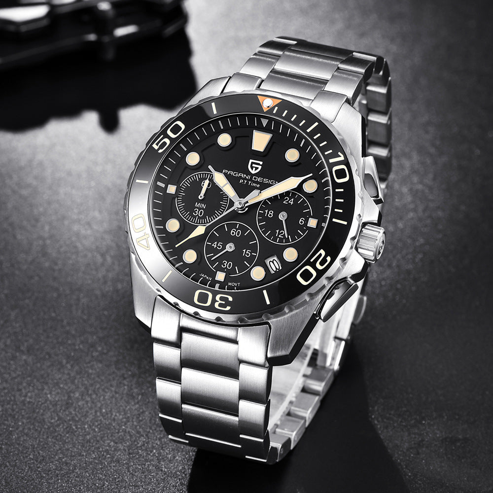 Stainless‑Steel Diver Chronograph Watch – Aquaracer‑Style Luxury Sports Timepiece