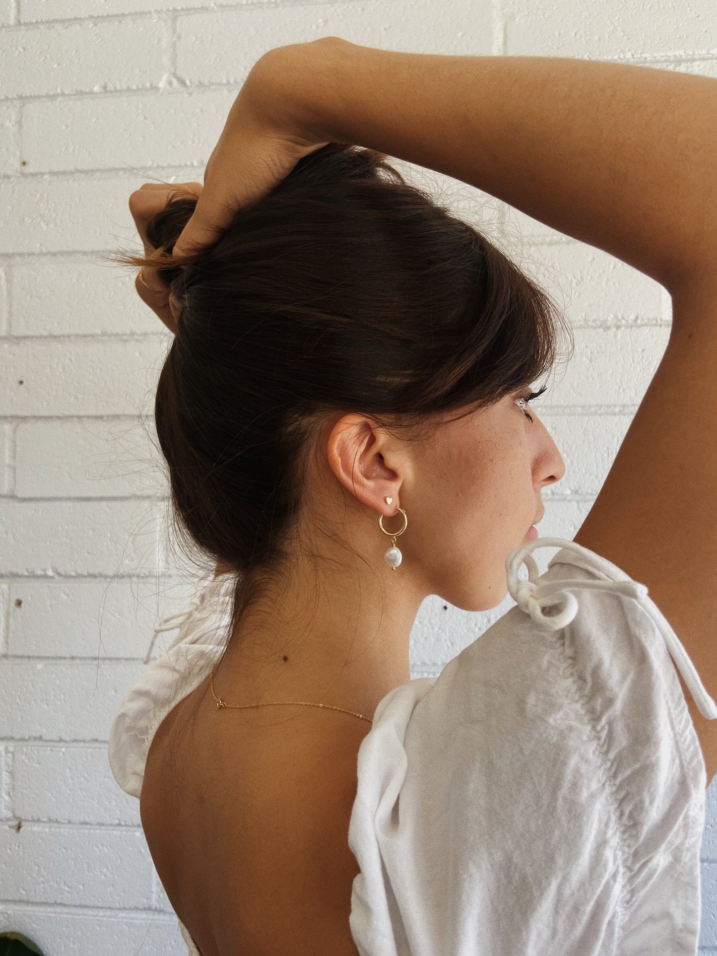 14k Gold Filled Freshwater Pearl 15mm Hoop Earrings Adelle