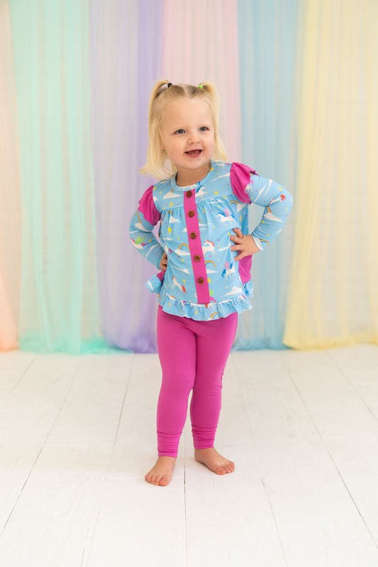 Sage Bamboo Long Sleeve Peplum Set Laree + Co.
