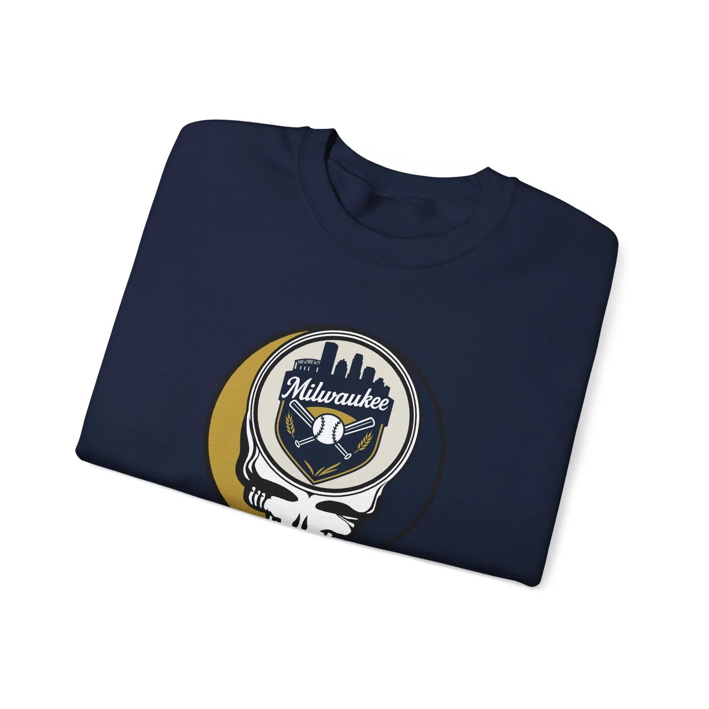 Grateful Dead Stealie Heavy Blend Crewneck Sweatshirt Milwaukee Baseball Edition MLB