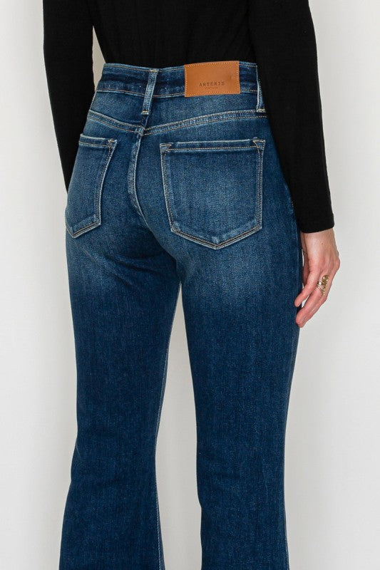 Mid Rise Super Flare Jeans Dark Stone Wash AT1017FLD