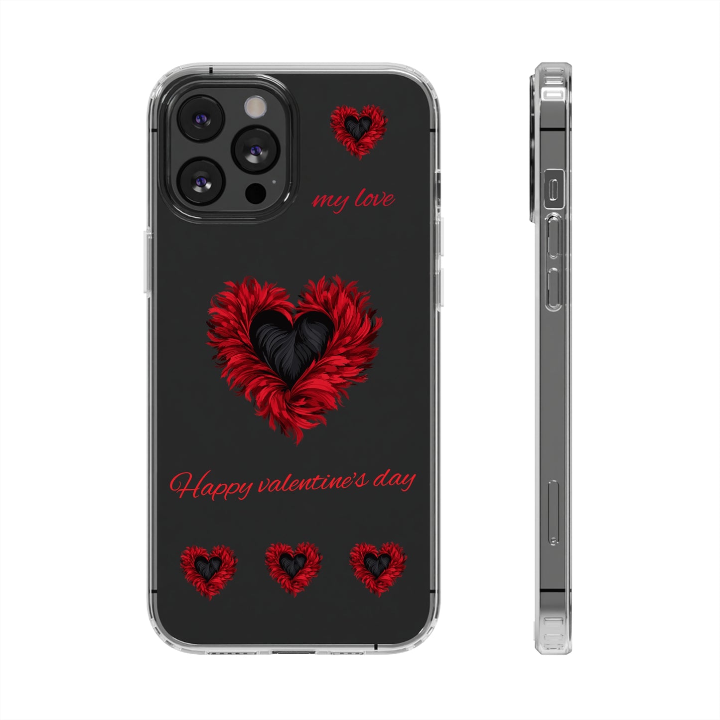 Valentine's day, red heart shapes Clear Cases