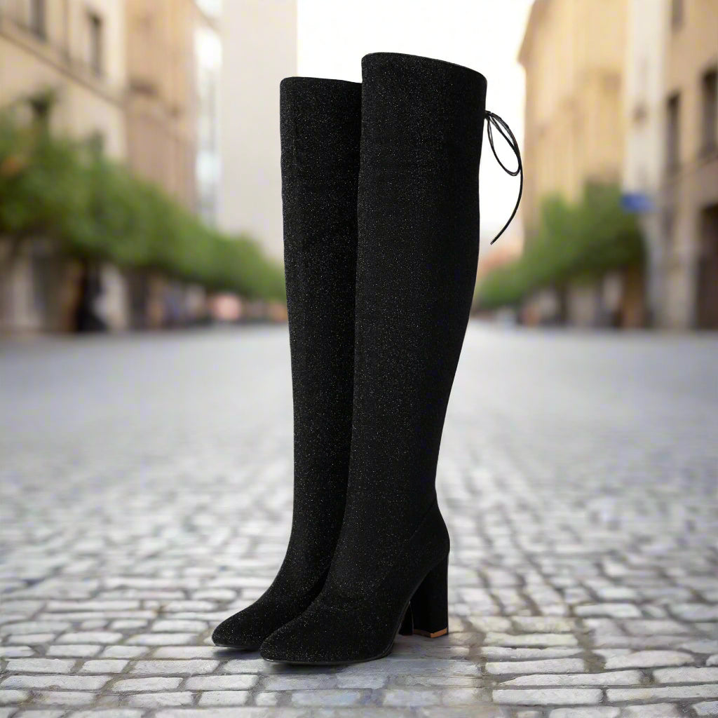 Plus-Size Chunky Heel Over The Knee Long Boots for Women