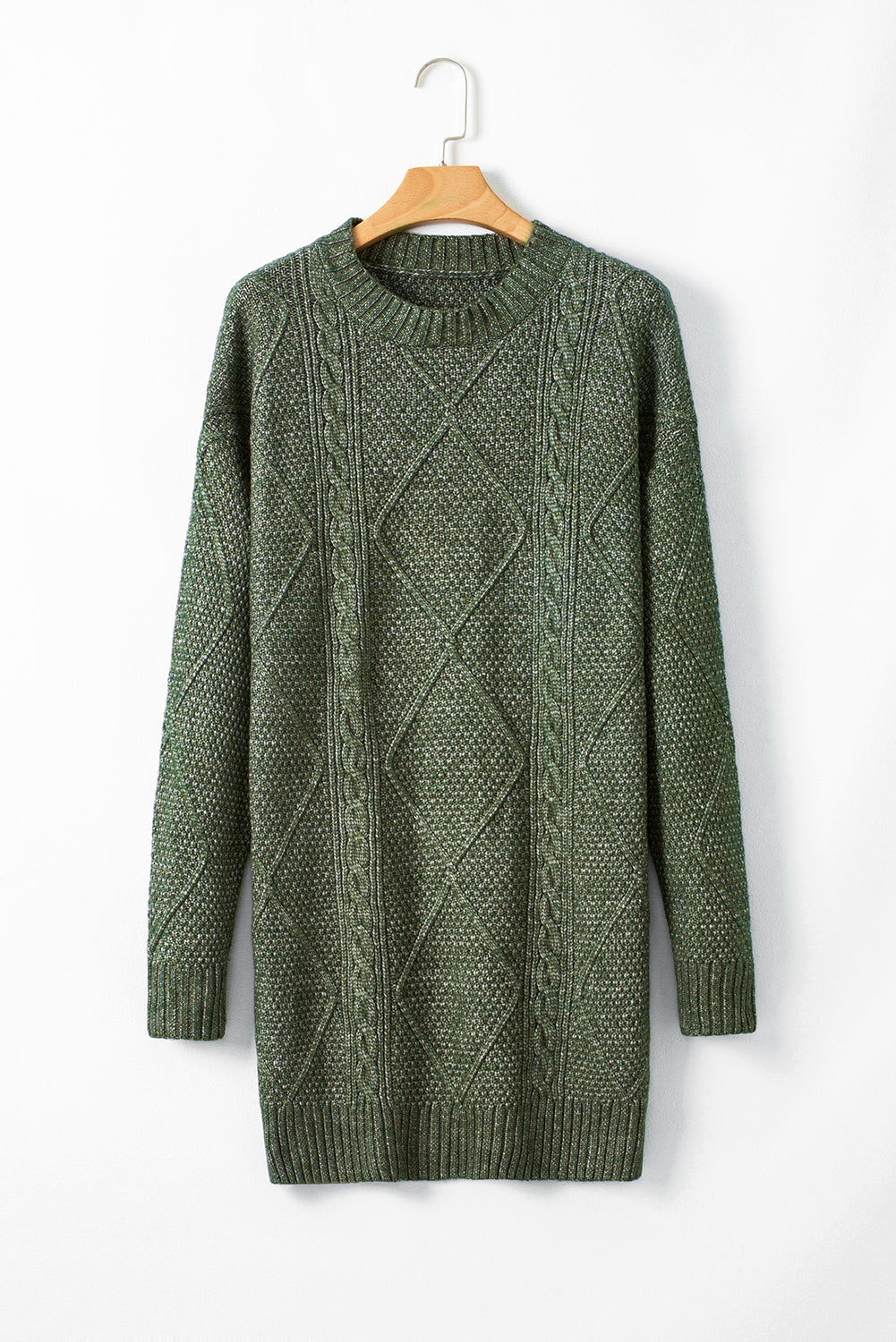 Parchment Twist Cable Knit Loose Fit Sweater Dress