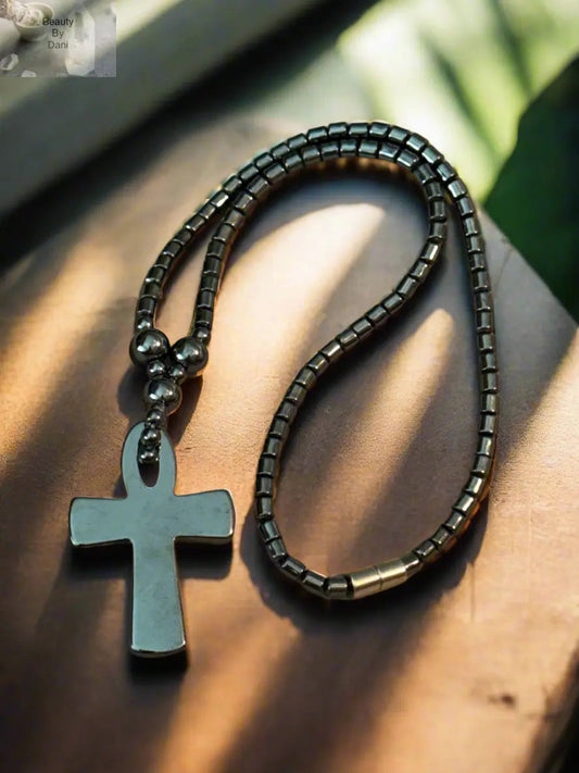 Hematite Ankh Necklace Adjustable Chain Spiritual Jewelry