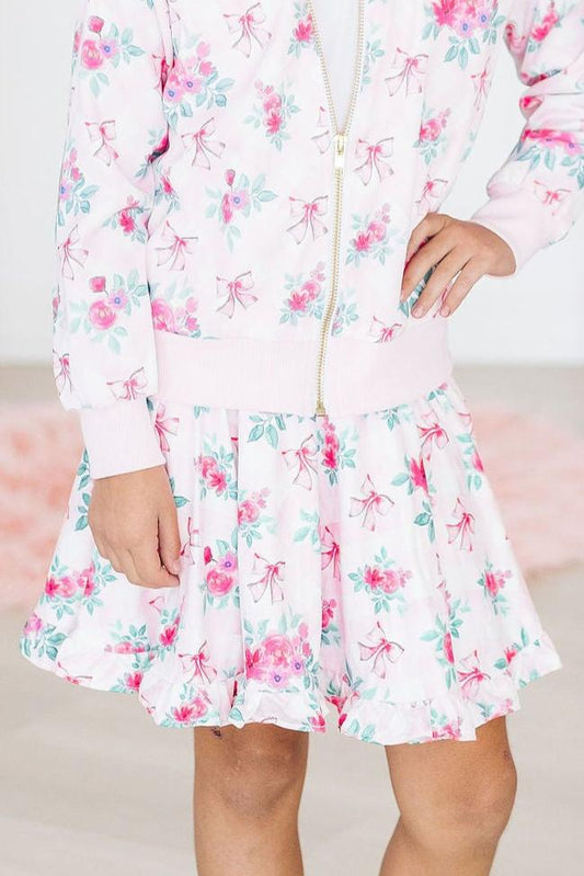 Gingham Bows Ruffle Twirl Skort with Attached Shorts