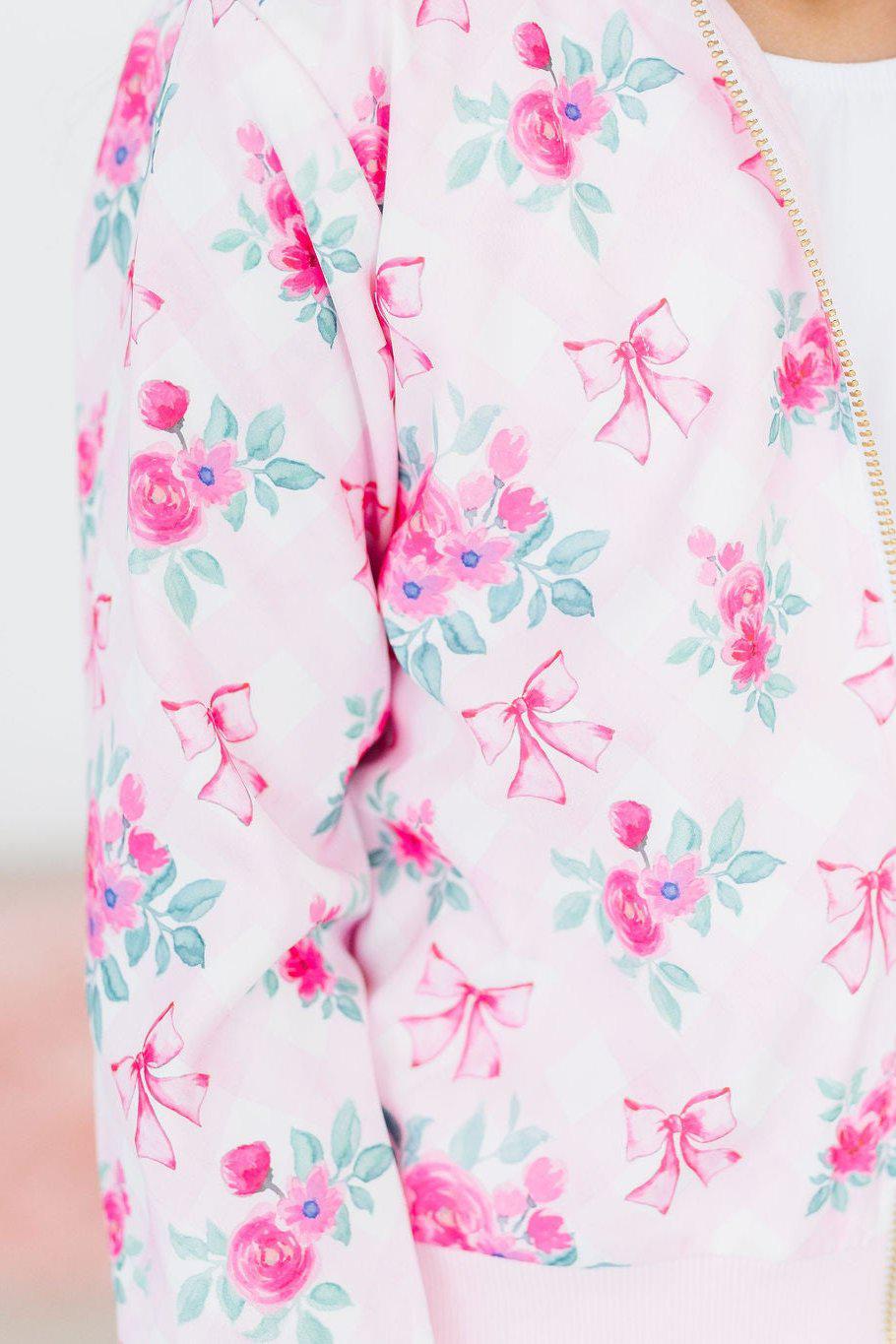 Gingham Bows Satin Lightweight Jacket Mila & Rose