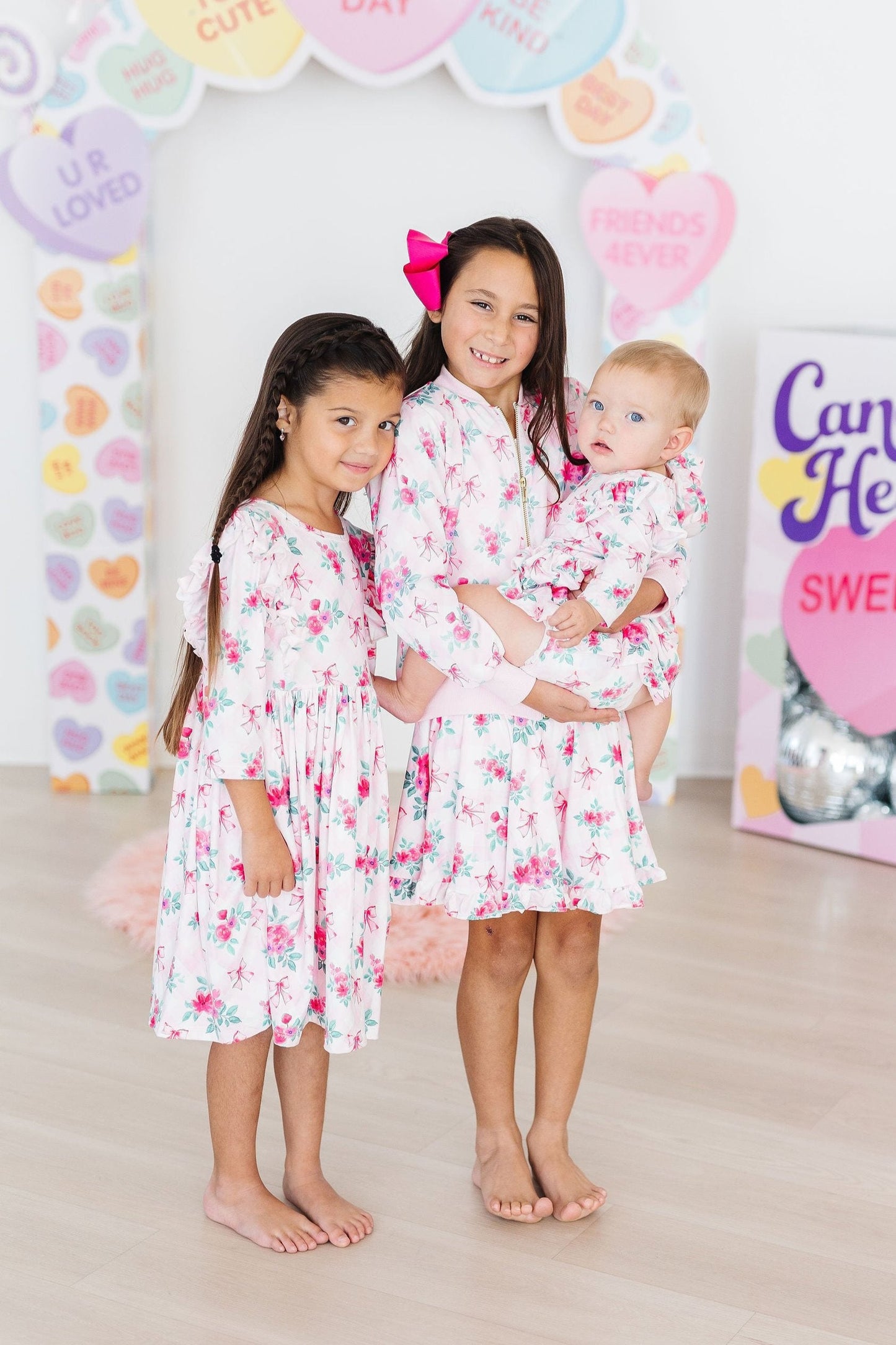 Gingham Bows 3/4 Sleeve Ruffle Twirl Dress Mila & Rose