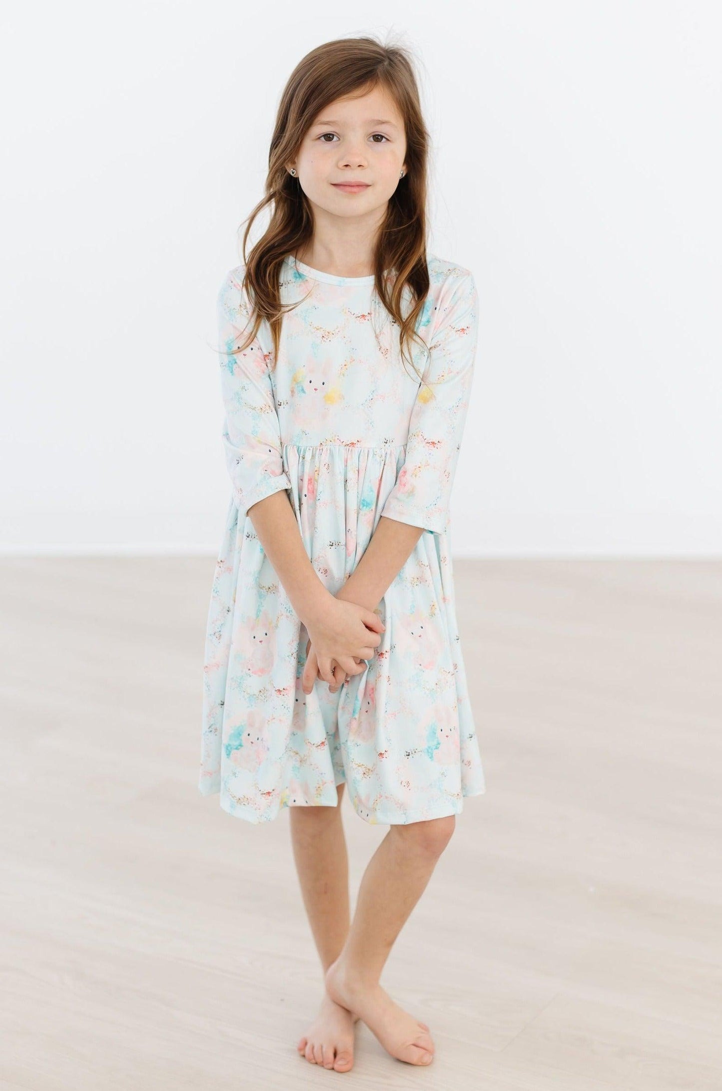 Bunny Dreams 3/4 Sleeve Pocket Twirl Dress Mila & Rose