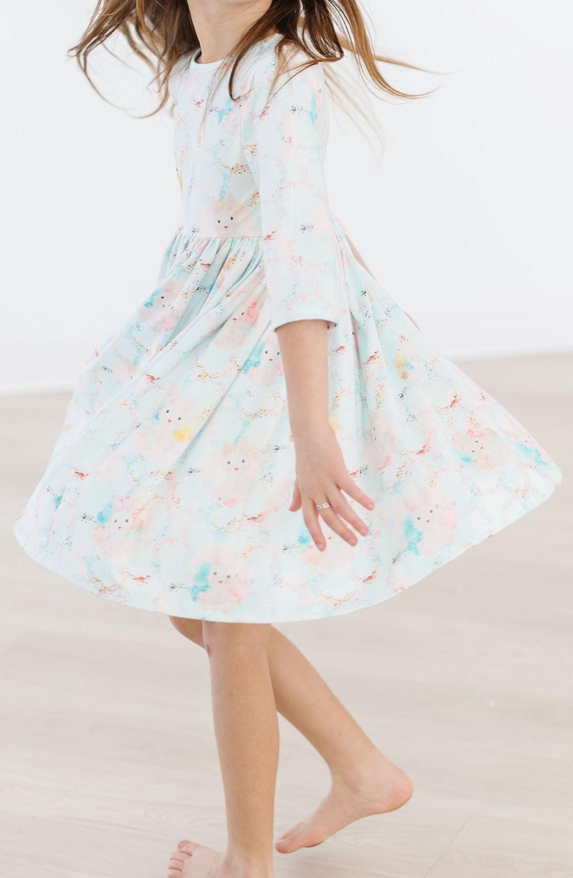 Bunny Dreams 3/4 Sleeve Pocket Twirl Dress Mila & Rose