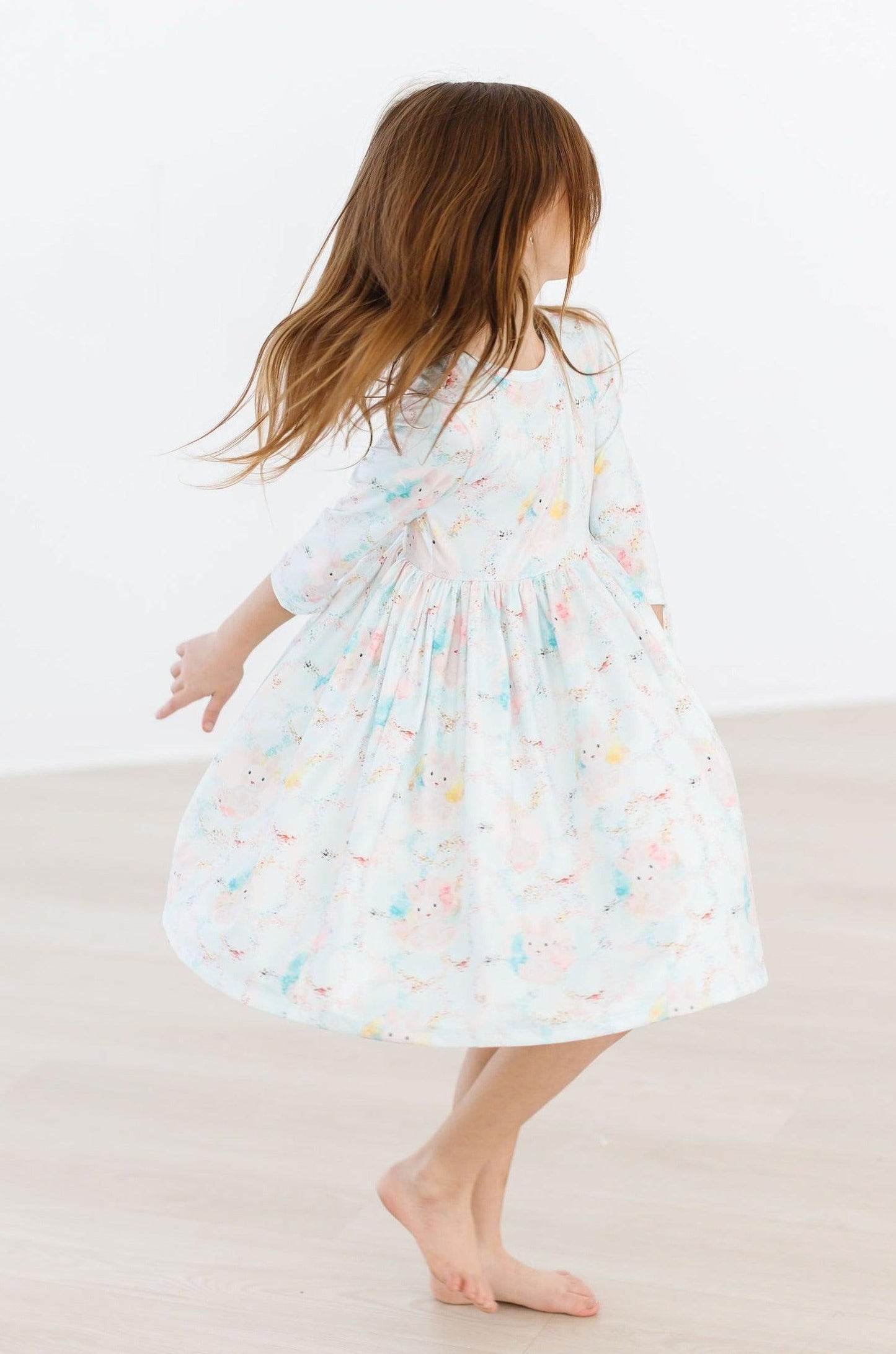 Bunny Dreams 3/4 Sleeve Pocket Twirl Dress Mila & Rose