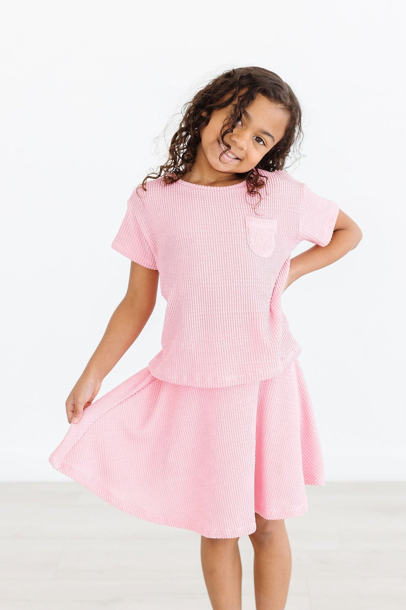 Bubblegum Pink Scrunchy Twirl Skort with Attached Shorts