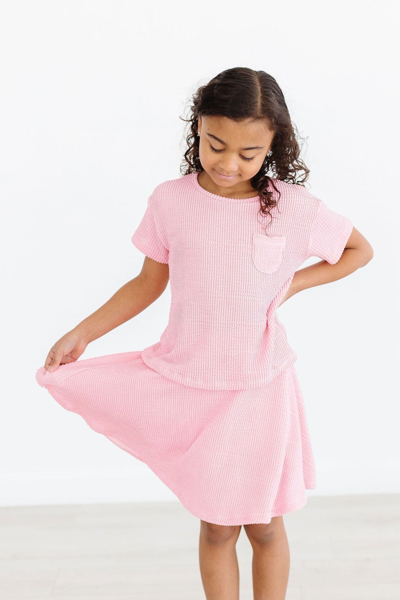 Bubblegum Pink Scrunchy Pocket Tee Boxy Fit Shirt Mila & Rose