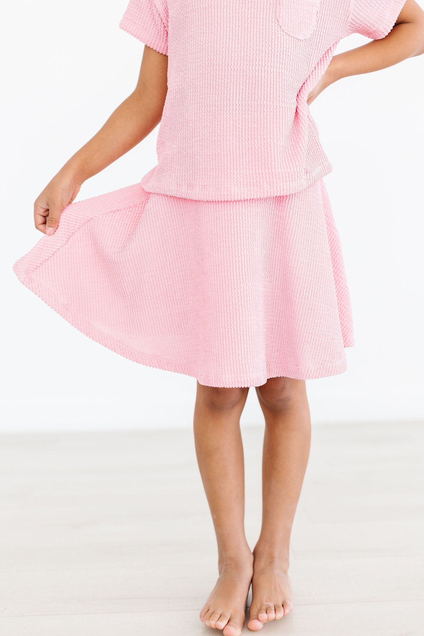 Bubblegum Pink Scrunchy Twirl Skort with Attached Shorts