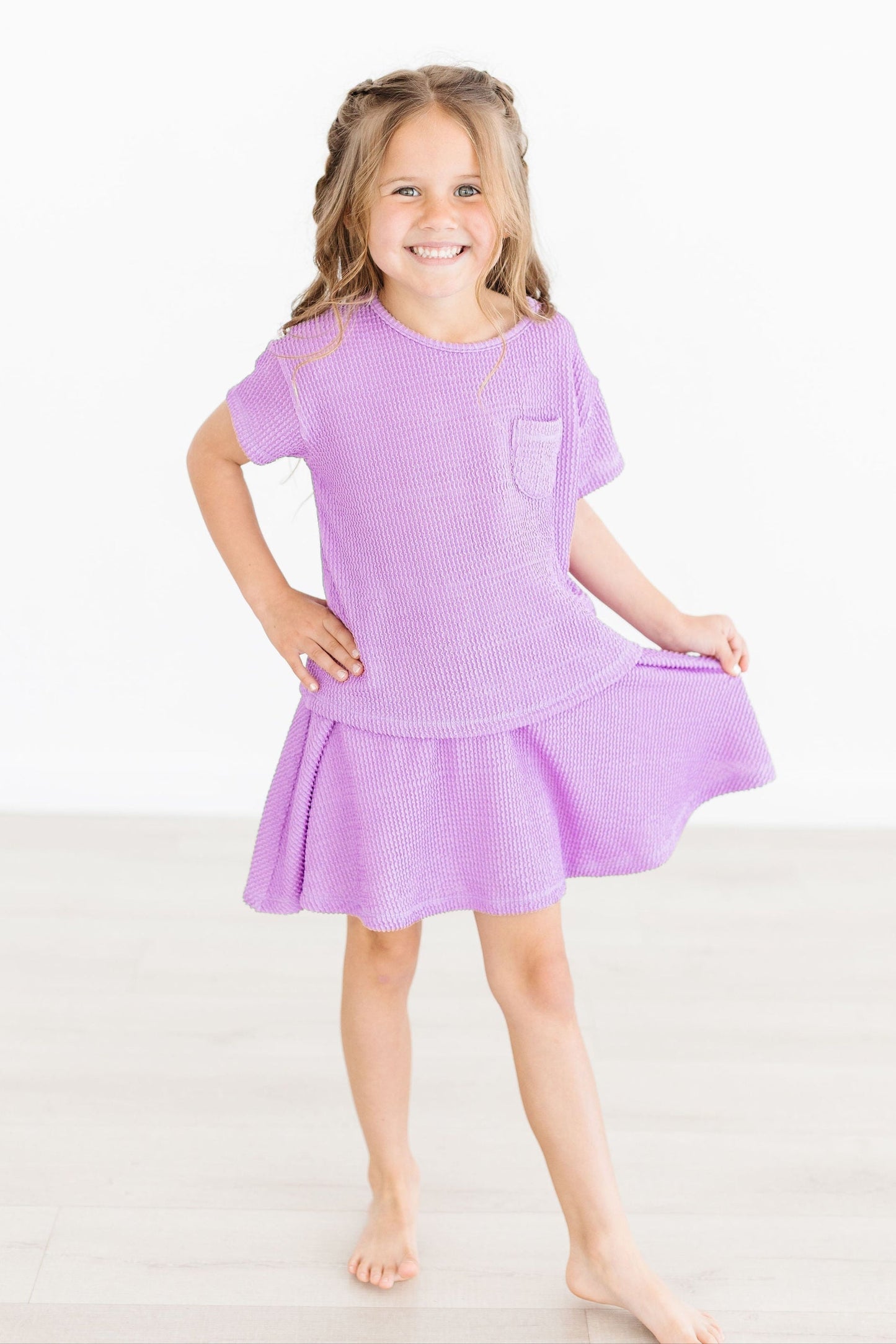 Bright Lilac Scrunchy Key Pocket Tee Mila & Rose