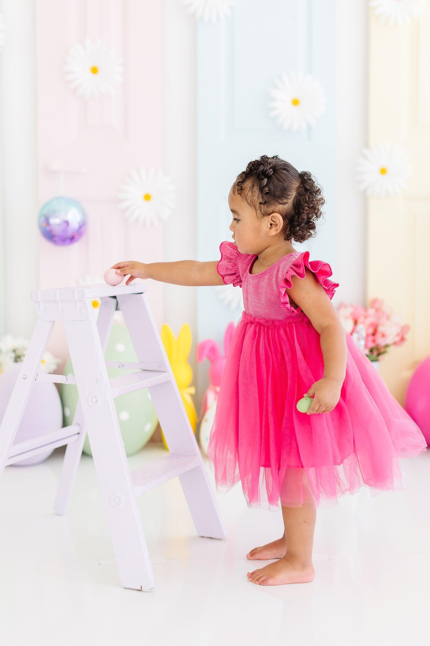 Hot Pink Shimmer Flutter Sleeve Tutu Dress Mila & Rose
