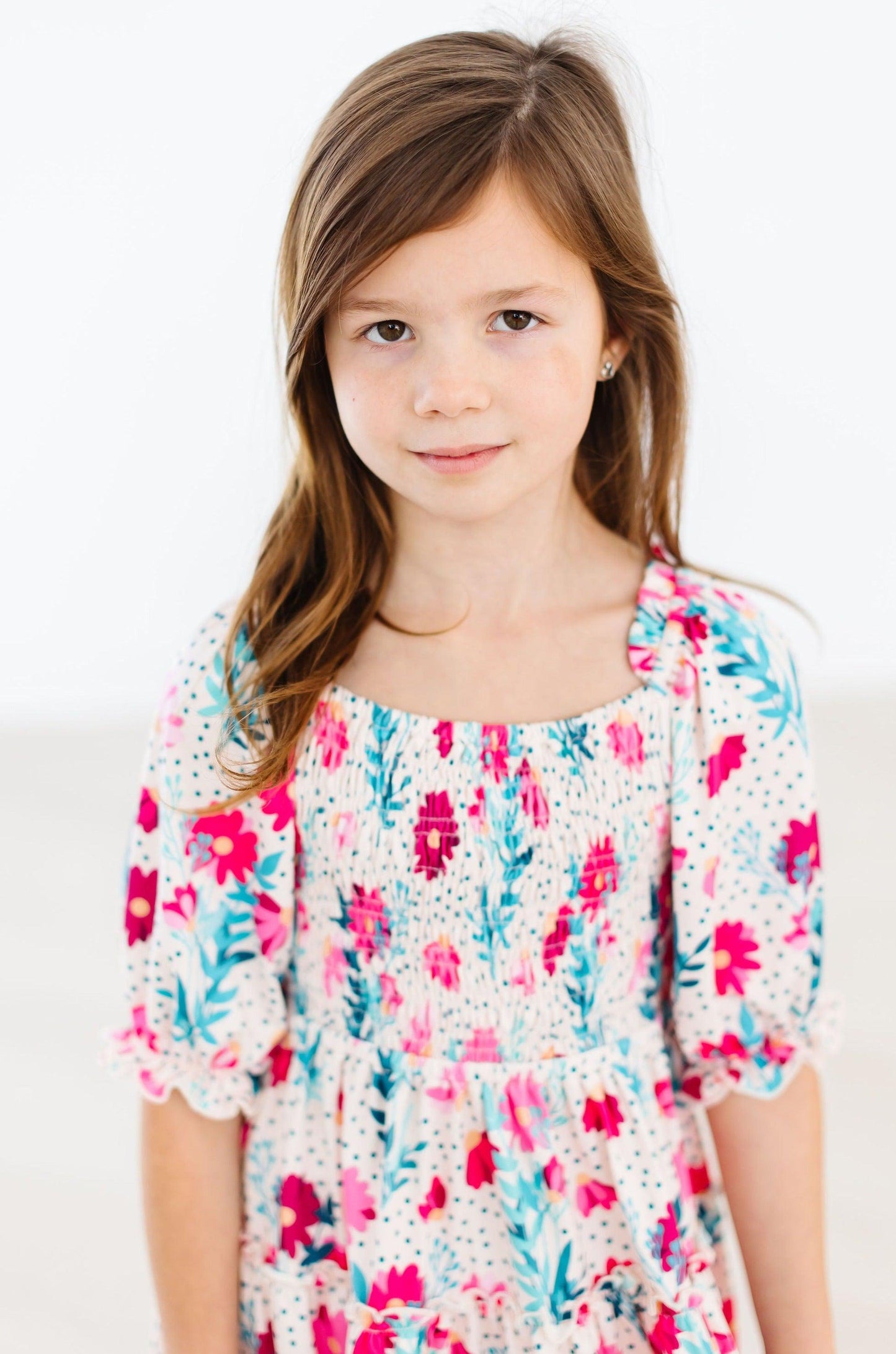 Smocked Ruffle Dress Comfortable Twirl-Worthy Dress Dots & Daisies