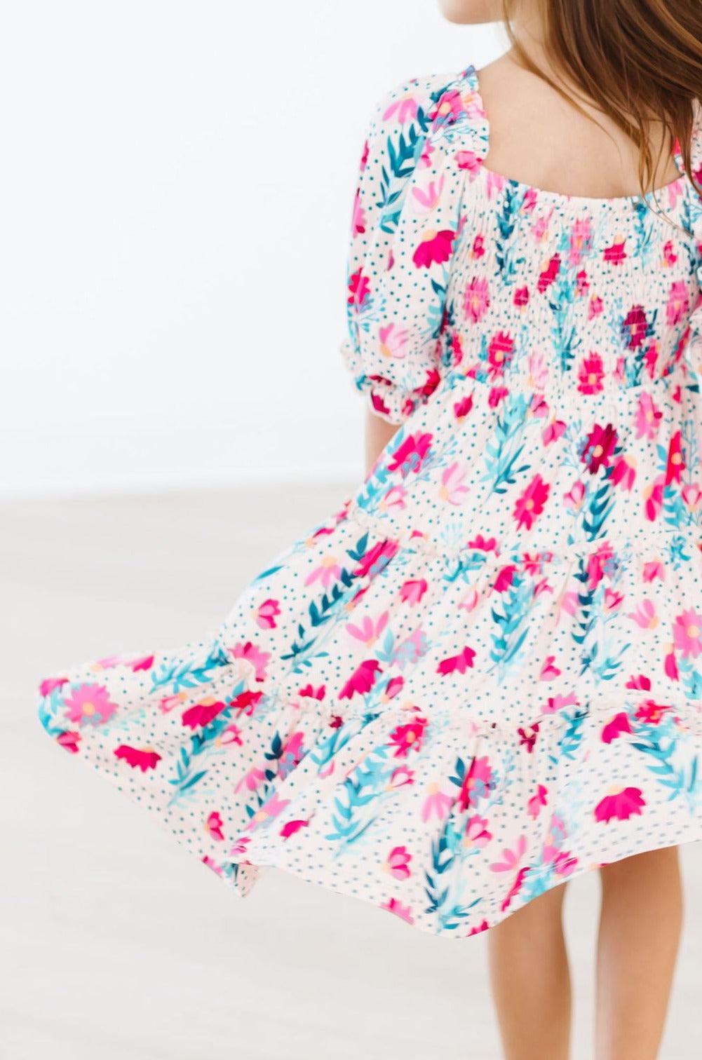 Smocked Ruffle Dress Comfortable Twirl-Worthy Dress Dots & Daisies