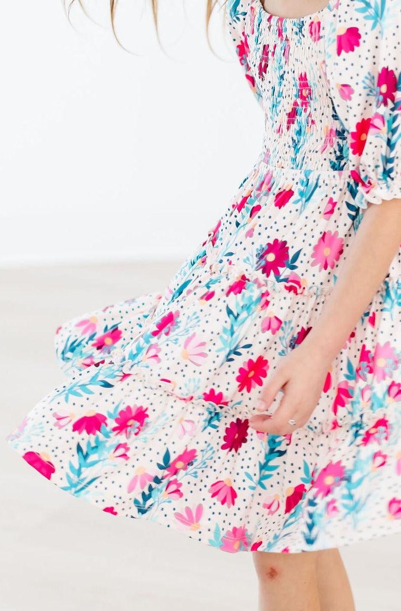 Smocked Ruffle Dress Comfortable Twirl-Worthy Dress Dots & Daisies