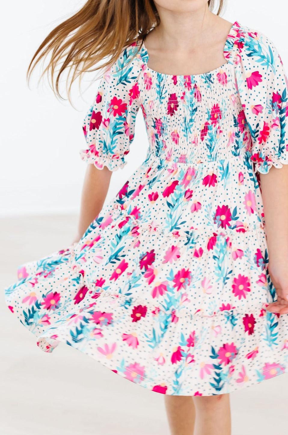 Smocked Ruffle Dress Comfortable Twirl-Worthy Dress Dots & Daisies