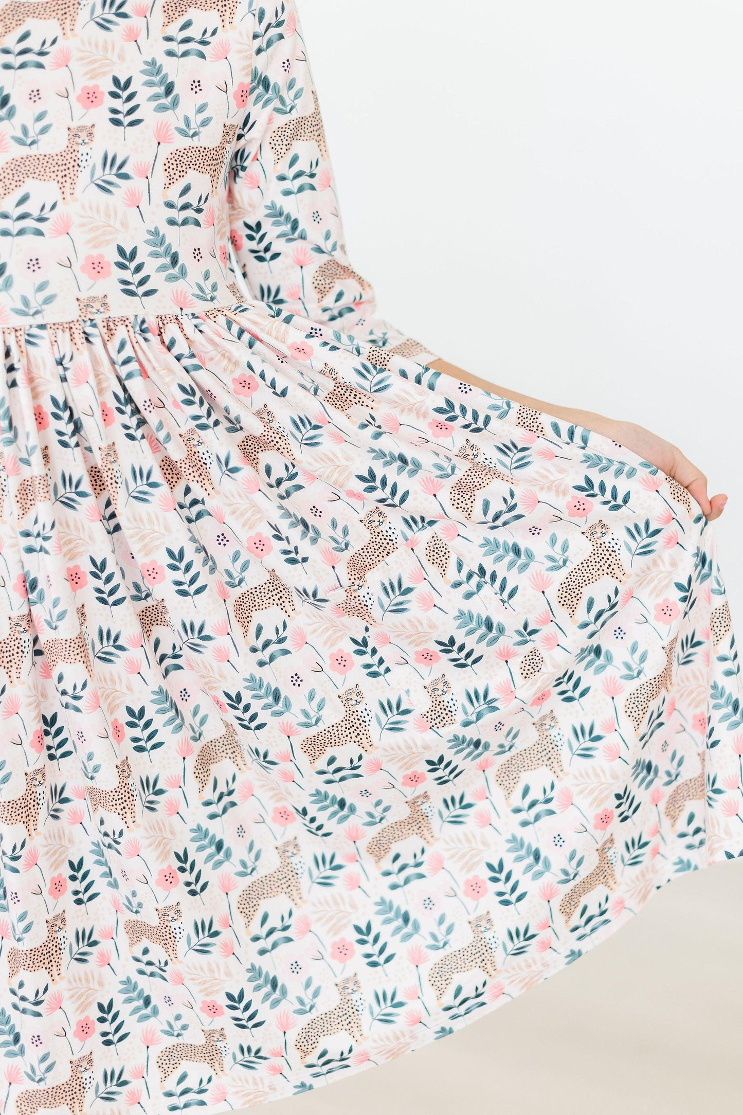 Cheetah Girl 3/4 Sleeve Twirl Dress with Pocket