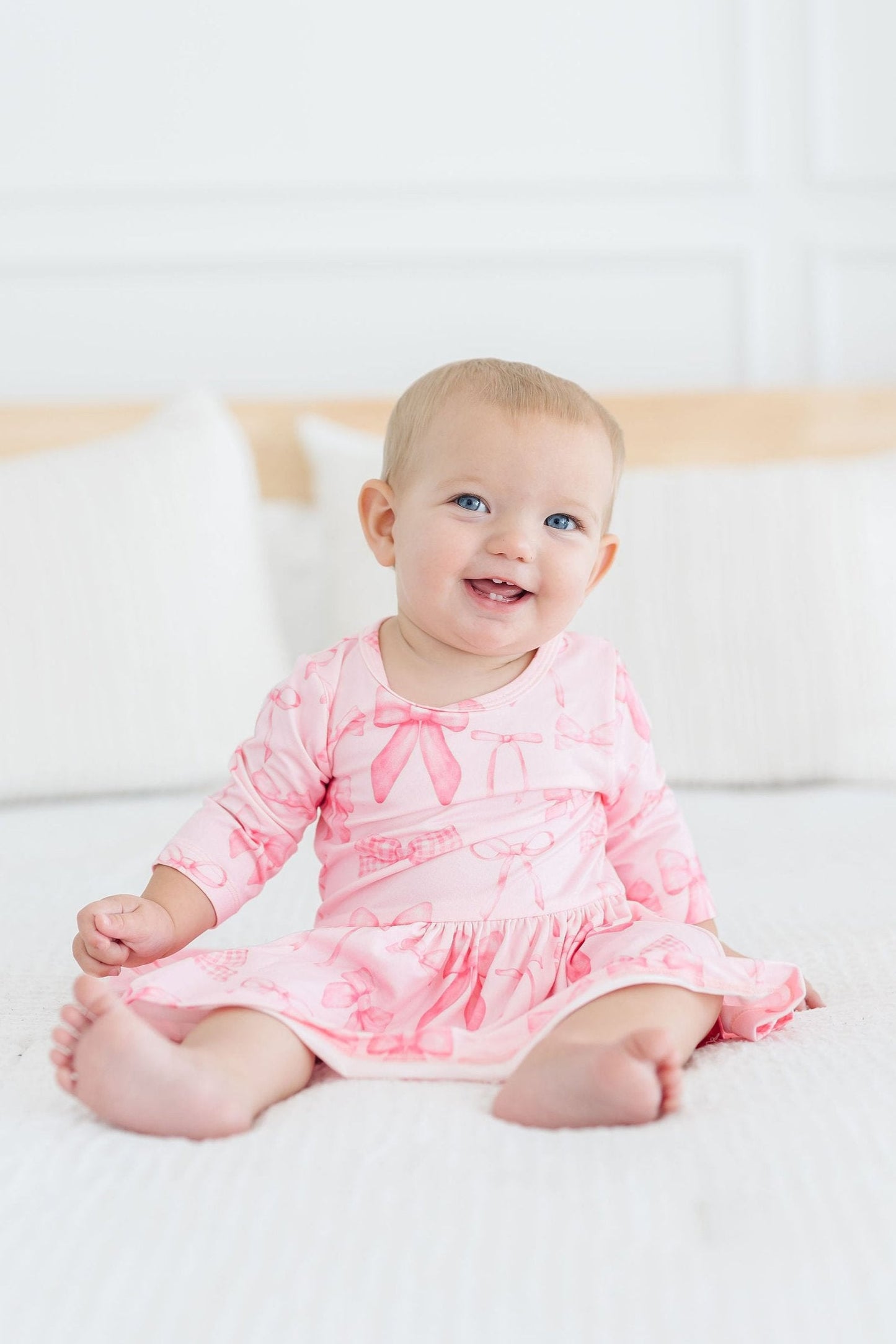 Blushing Bows 3/4 Sleeve Twirl Bodysuit Baby Clothing Mila & Rose