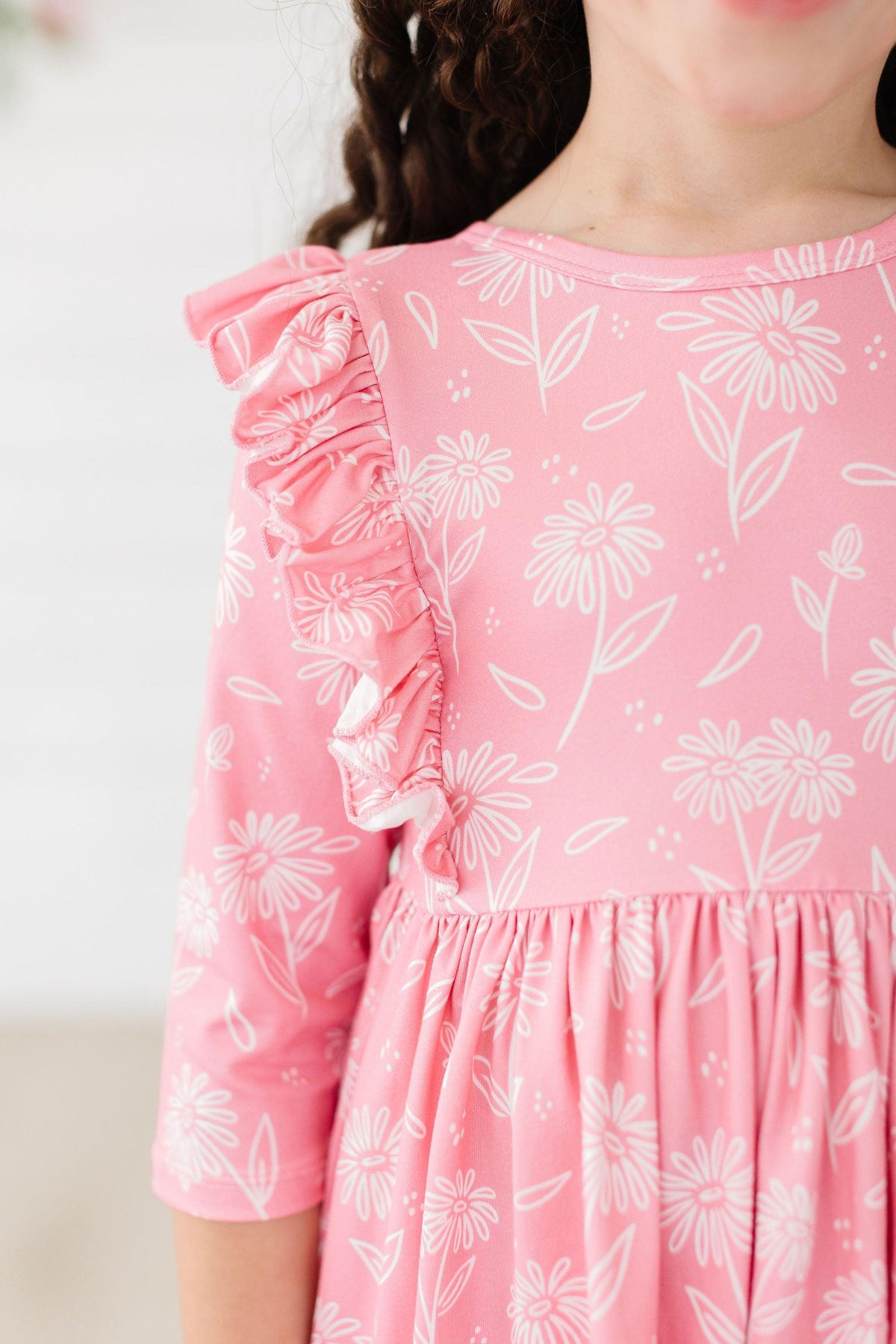 Dahlia Doodles Ruffle Twirl Dress 3/4 Sleeve Mila & Rose