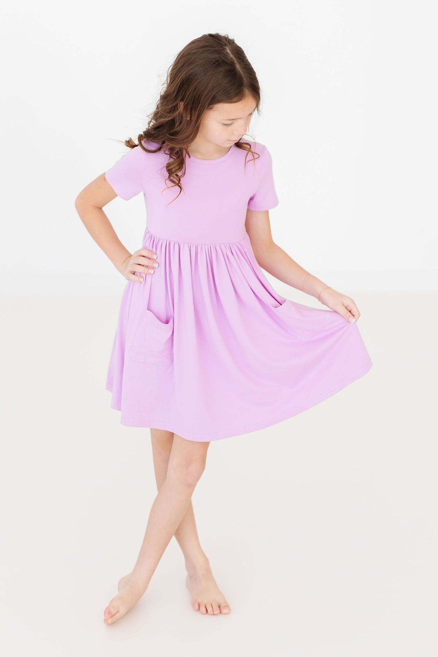 Bright Lilac Twirl Dress S/S Pocket Mila & Rose