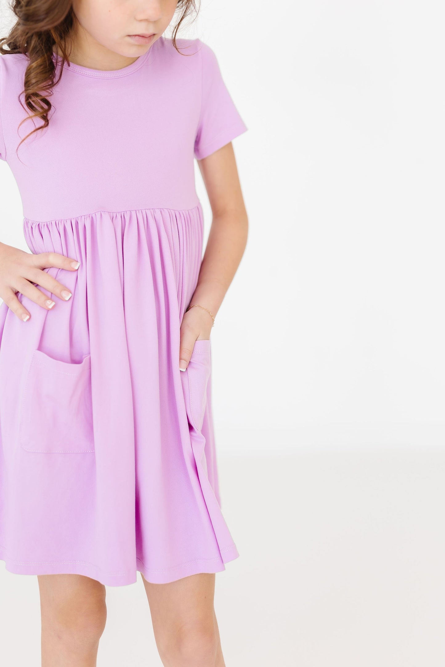 Bright Lilac Twirl Dress S/S Pocket Mila & Rose