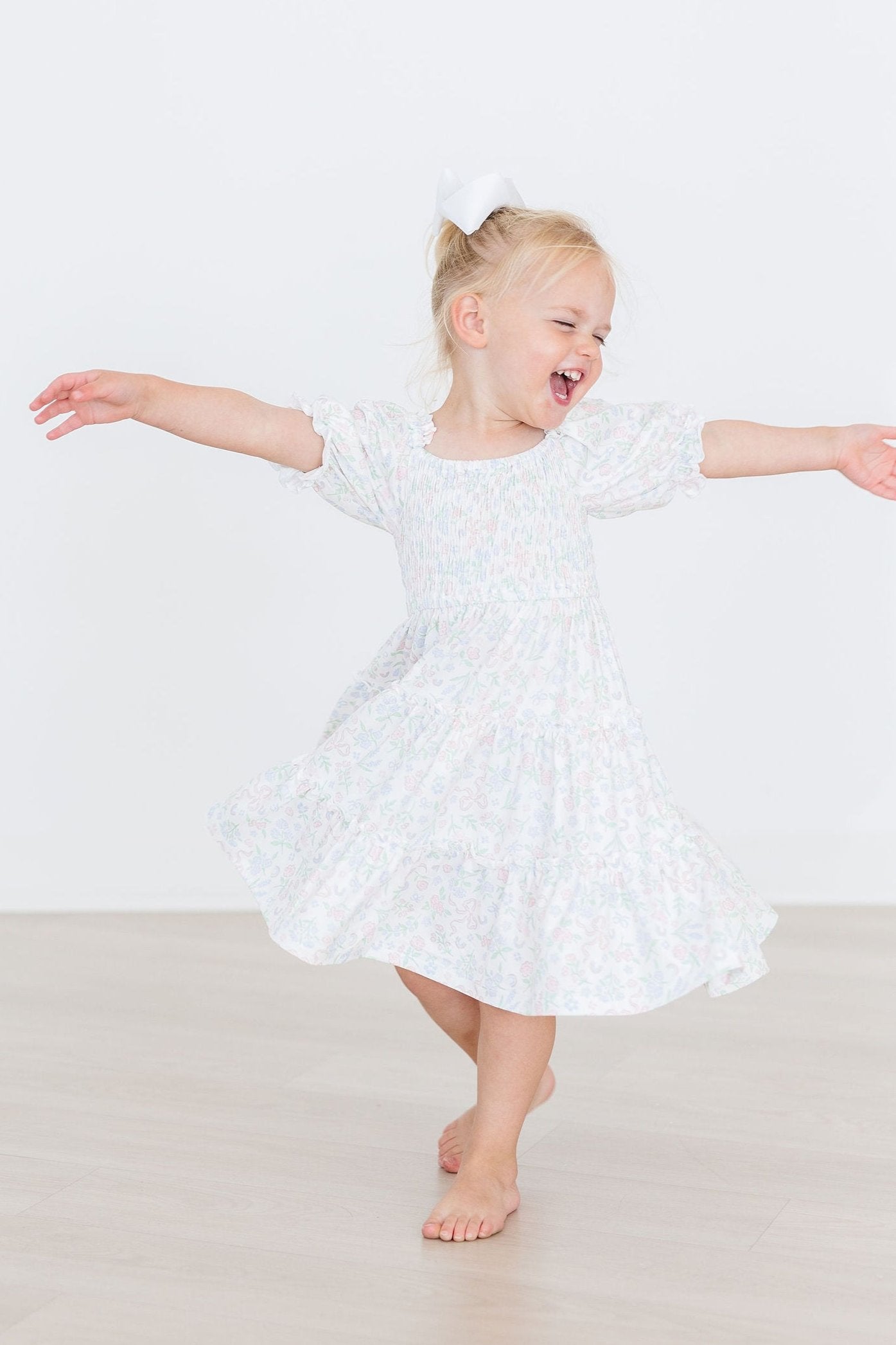 Smocked Ruffle Dress Comfortable Stretchy Cloud 9