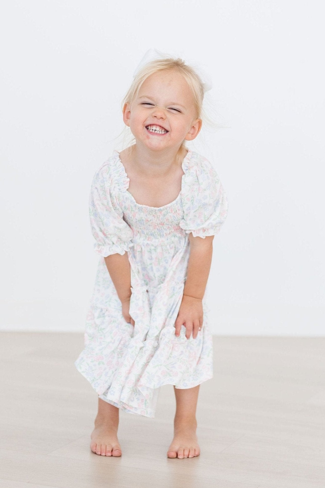 Smocked Ruffle Dress Comfortable Stretchy Cloud 9