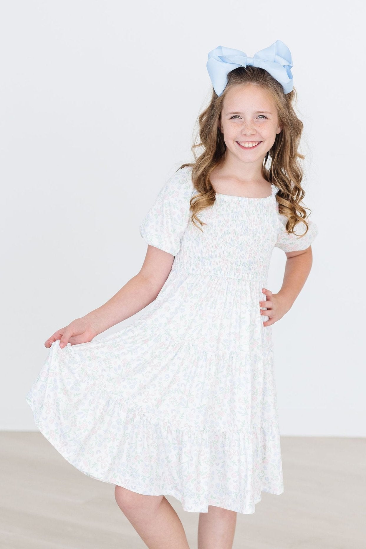 Smocked Ruffle Dress Comfortable Stretchy Cloud 9