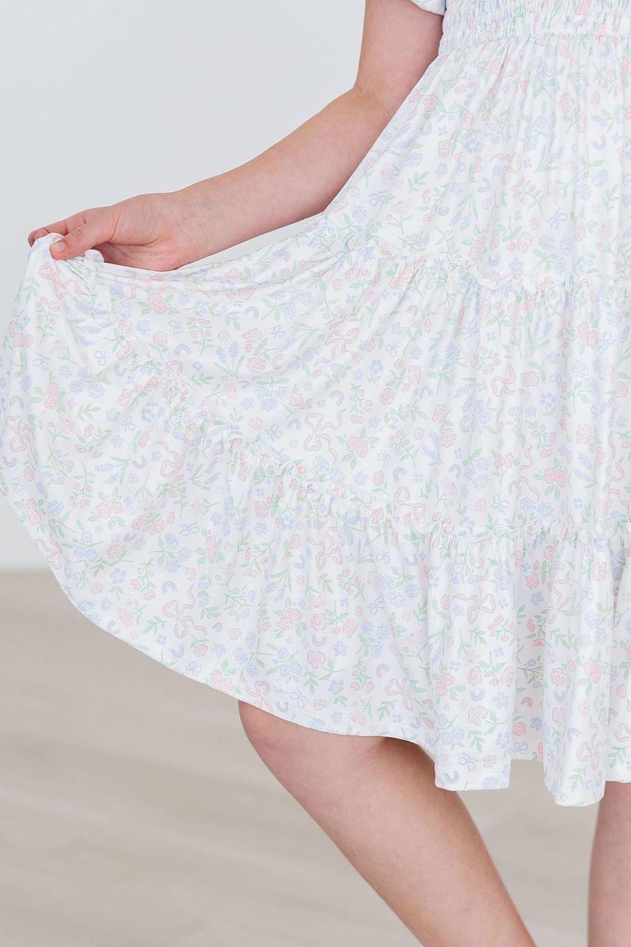 Smocked Ruffle Dress Comfortable Stretchy Cloud 9