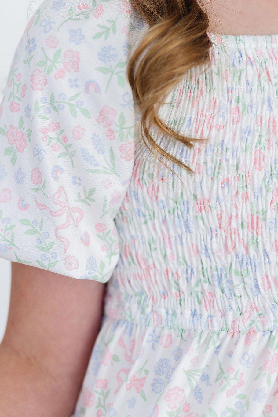 Smocked Ruffle Dress Comfortable Stretchy Cloud 9
