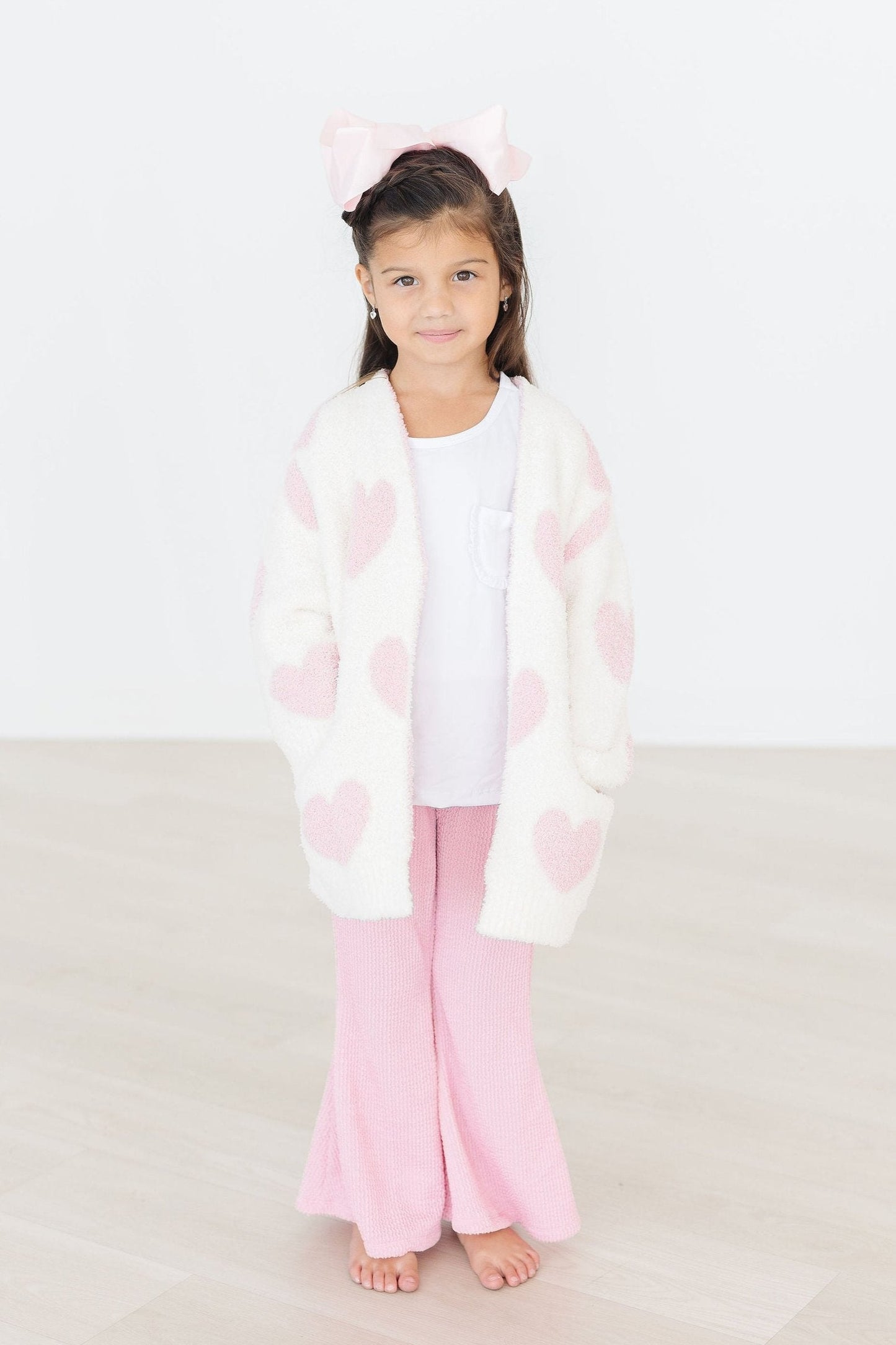 Cozy Light Pink Heart Cardigan Oversized Fit Mila & Rose