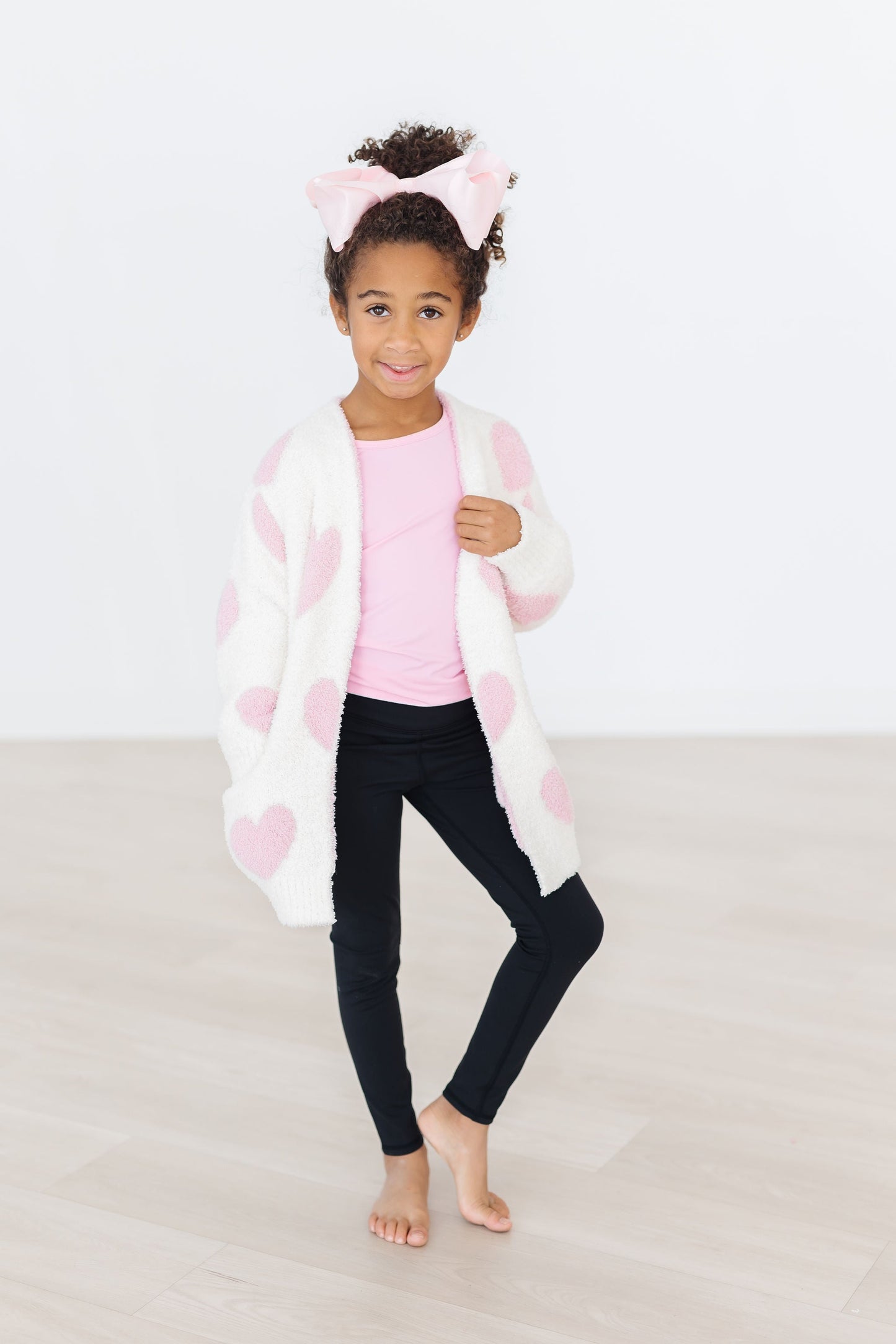 Cozy Light Pink Heart Cardigan Oversized Fit Mila & Rose