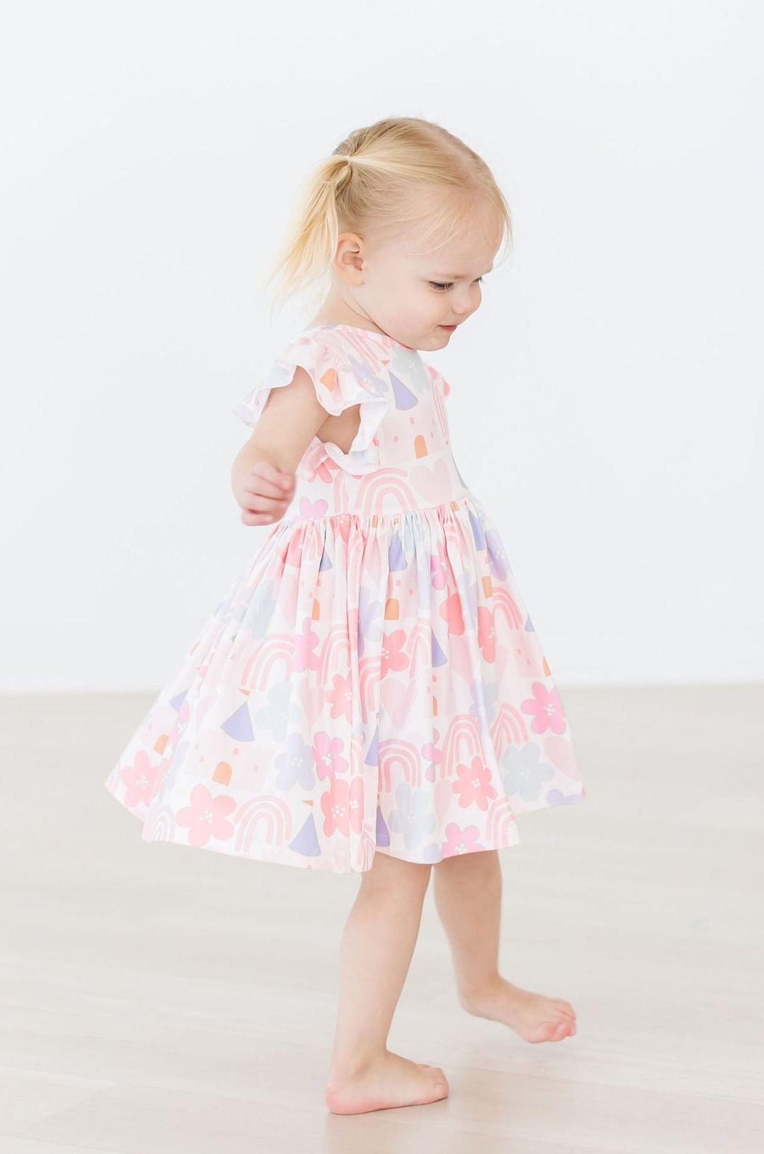 Flutter Sleeve Twirl Dress Comfortable Toddler Dress Mila & Rose