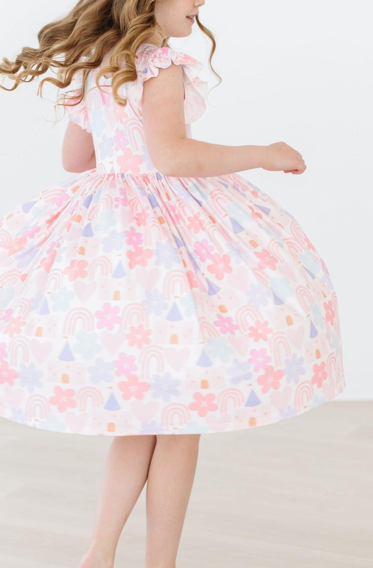 Flutter Sleeve Twirl Dress Comfortable Toddler Dress Mila & Rose