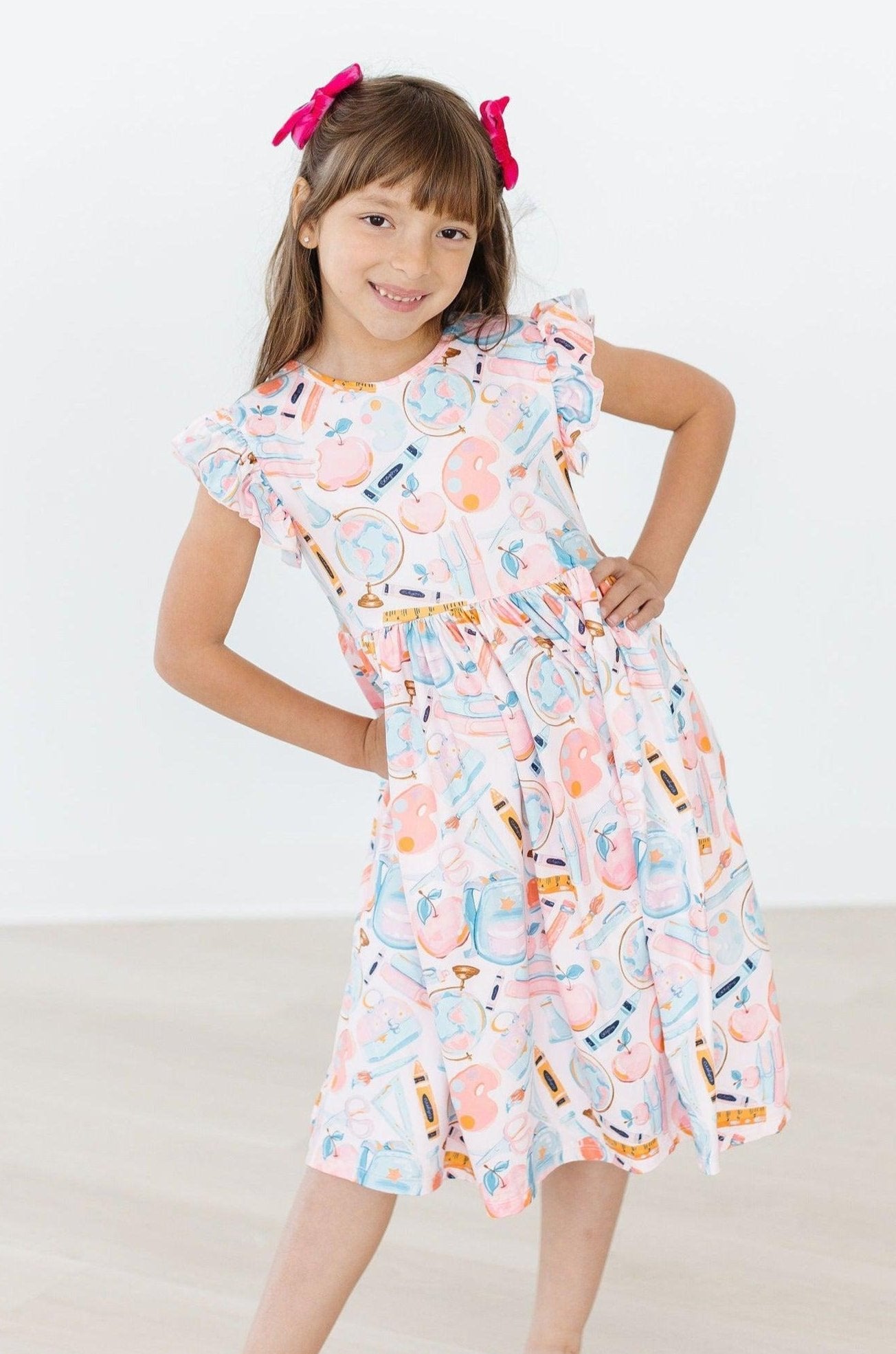 Flutter Sleeve Twirl Dress Comfortable School Dress Mila & Rose