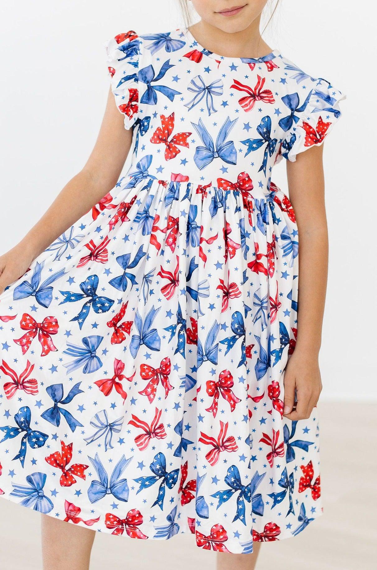 Flutter Sleeve Twirl Dress Comfortable Toddler Dress Born to Sparkle