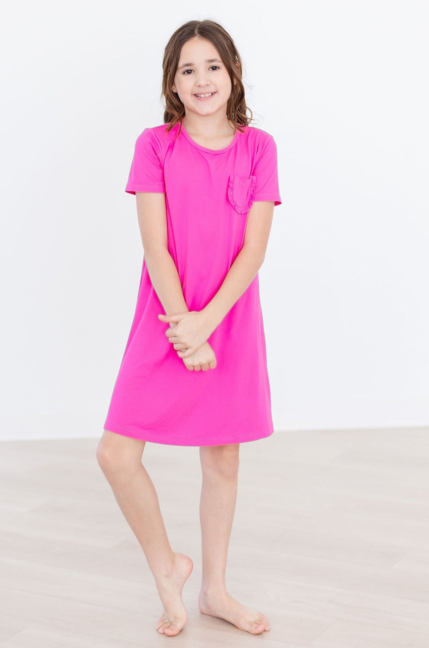 Hot Pink Casual T-Shirt Dress