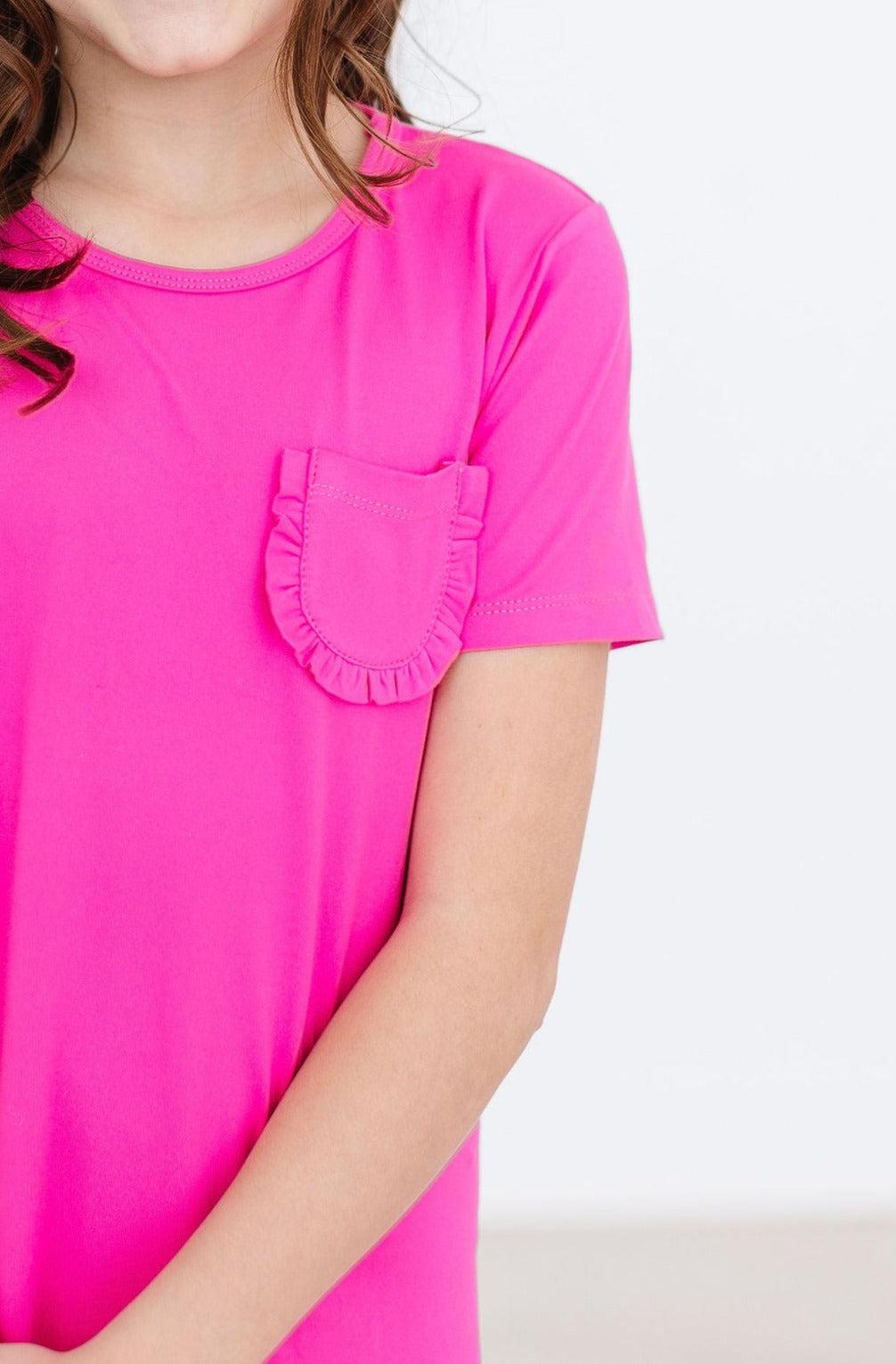 Hot Pink Casual T-Shirt Dress