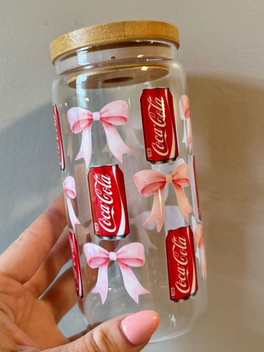 Coca Cola Cutie Red Coke Can with Pastel Pink Bows Vintage Style