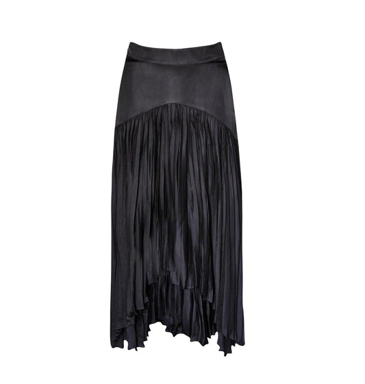 Black Pleated Midi Skirt Women’s Maryanne by Le Reussi