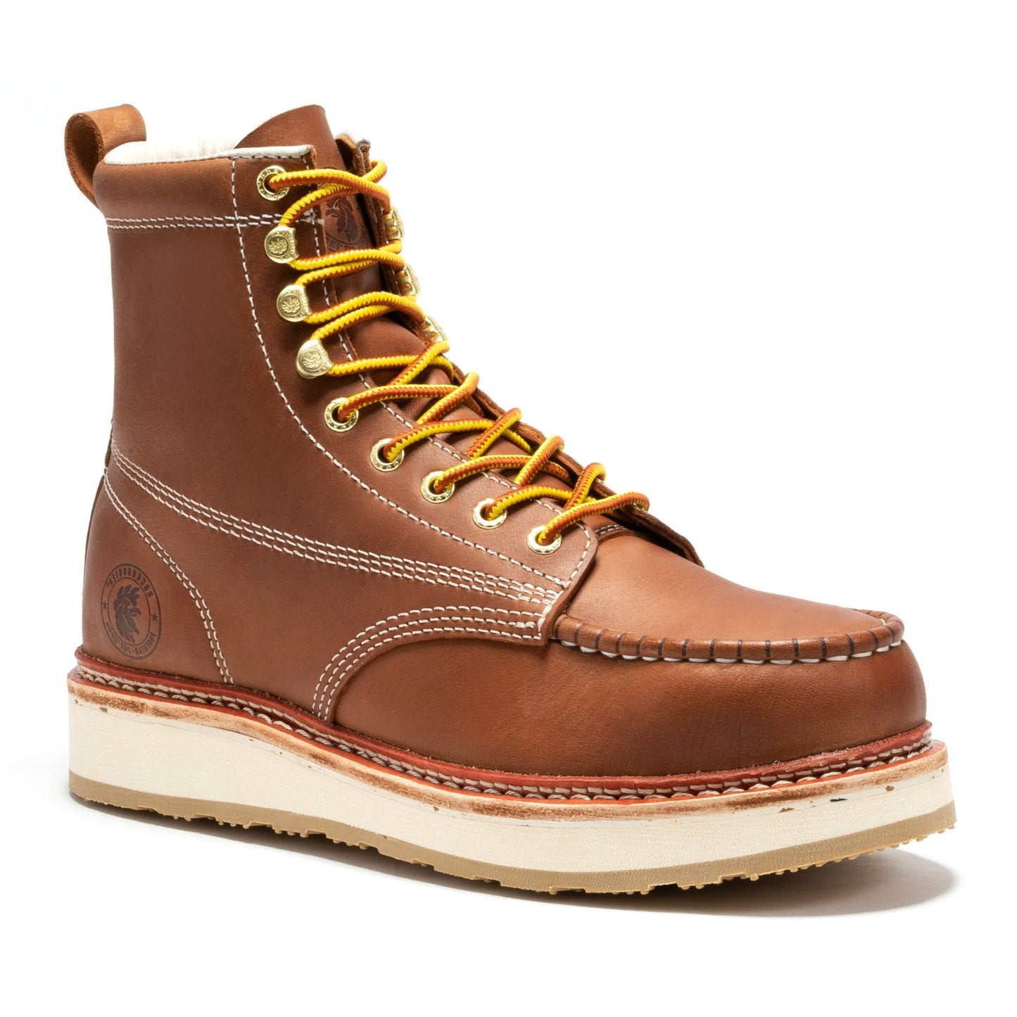 Men's 6 inch Brown Steel Toe Wedge Work Boots ROCKROOSTER Norwood