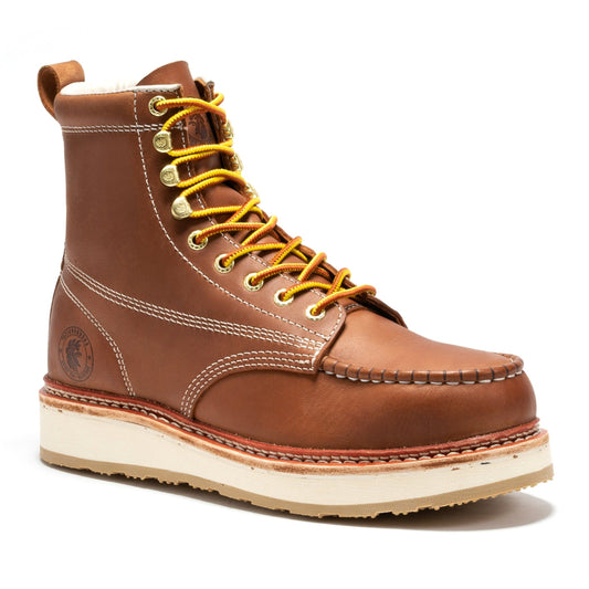 Men's 6 inch Brown Steel Toe Wedge Work Boots ROCKROOSTER Norwood