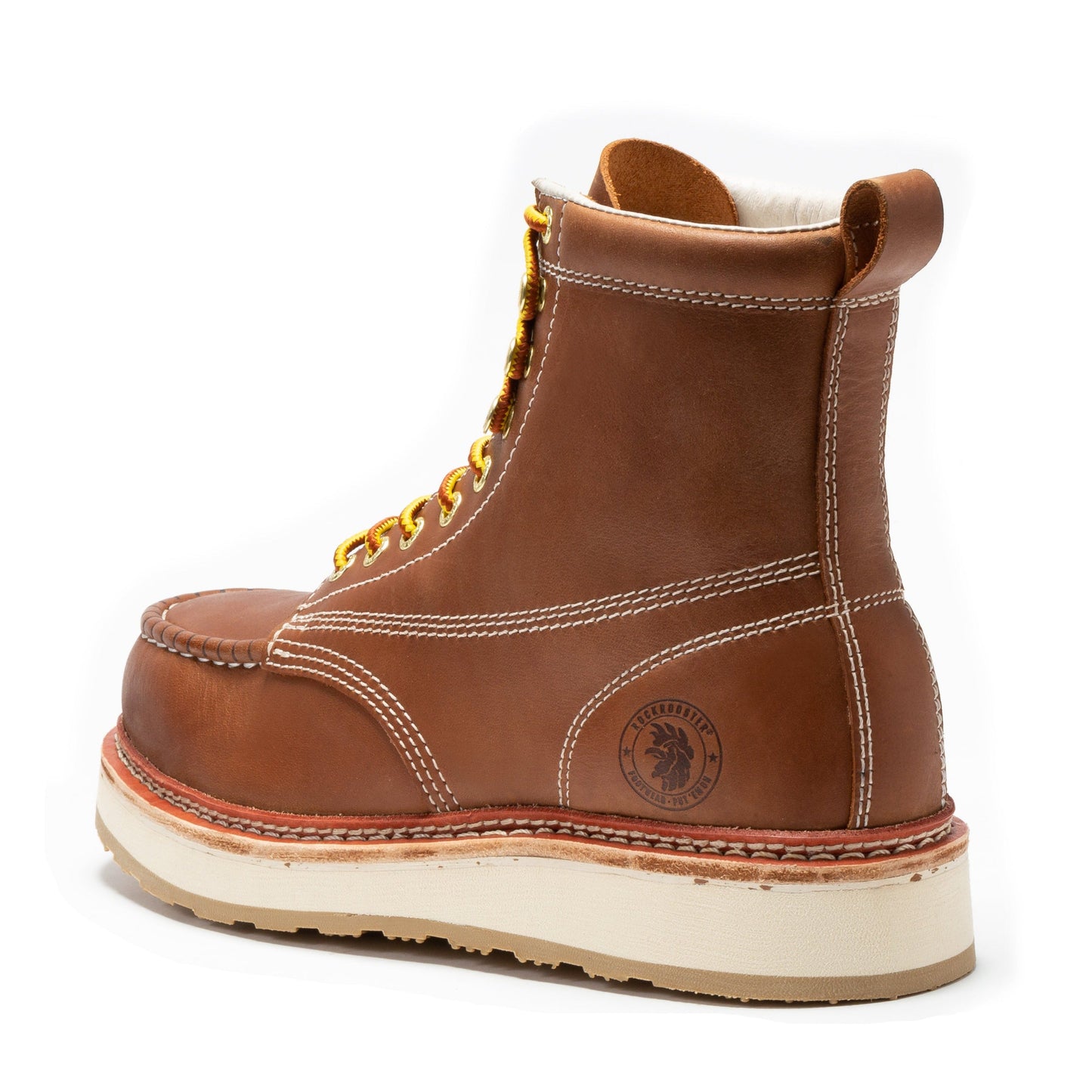 Men's 6 inch Brown Steel Toe Wedge Work Boots ROCKROOSTER Norwood